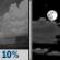 Tonight: A 10 percent chance of showers before 8pm.  Partly cloudy, with a low around 59. North wind 5 to 10 mph. 