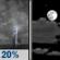Tonight: A slight chance of showers and thunderstorms before 11pm, then a slight chance of showers between 11pm and midnight. Partly cloudy, with a low around 59. Calm wind. Chance of precipitation is 20%. Tonight: A slight chance of showers and thunderstorms before 11pm, then a slight chance of showers between 11pm and midnight. Partly cloudy, with a low around 59. Calm wind. Chance of precipitation is 20%.