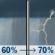 Today: Showers and thunderstorms likely, mainly before 5pm, then showers likely and possibly a thunderstorm after 5pm. Patchy fog before 9am. Otherwise, mostly cloudy, with a high near 83. Southwest wind around 5 mph. Chance of precipitation is 70%. New rainfall amounts between a half and three quarters of an inch possible. Today: Showers and thunderstorms likely, mainly before 5pm, then showers likely and possibly a thunderstorm after 5pm. Patchy fog before 9am. Otherwise, mostly cloudy, with a high near 83. Southwest wind around 5 mph. Chance of precipitation is 70%. New rainfall amounts between a half and three quarters of an inch possible.